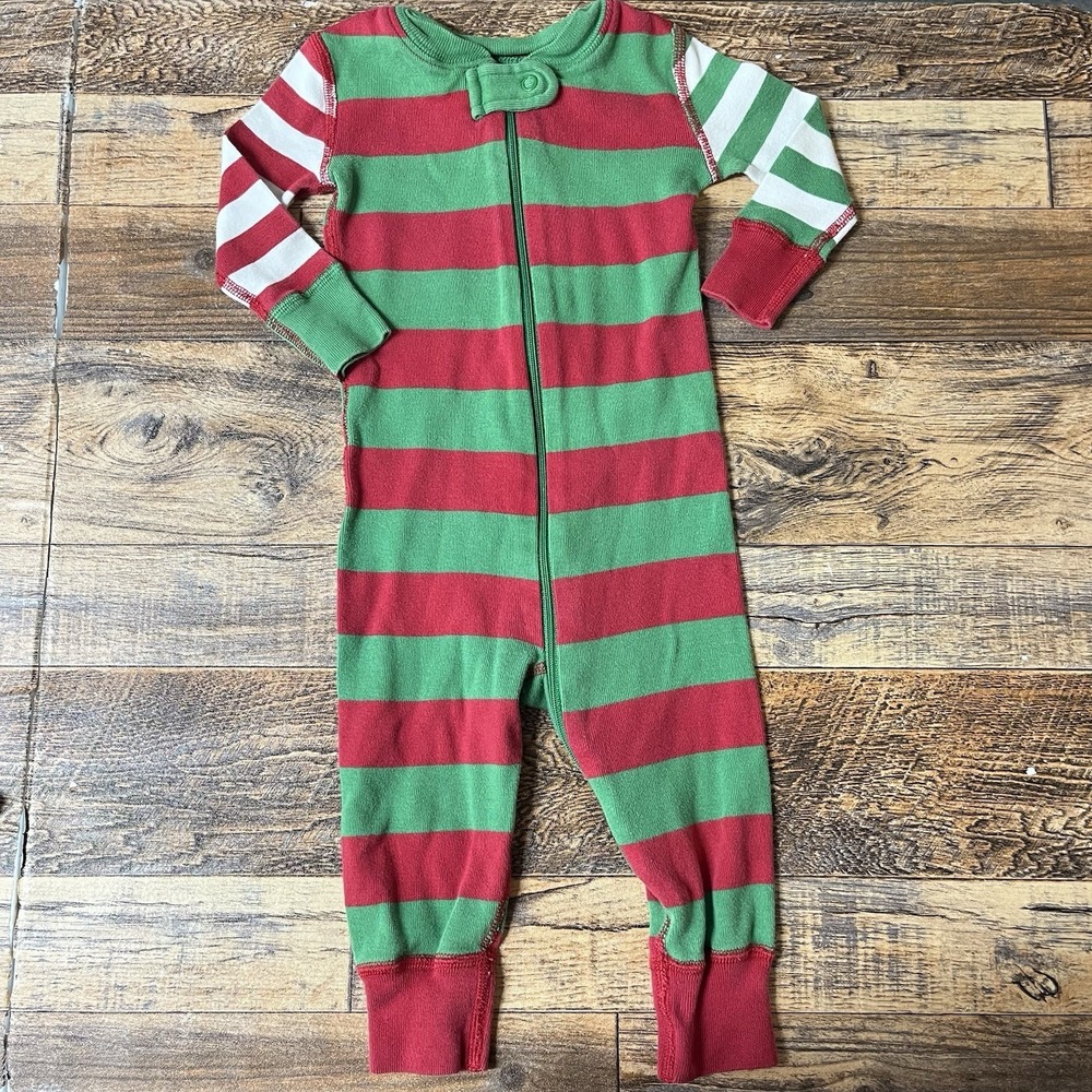 Hanna Andersson Zip Unisex Baby‎ Sleeper 6-12m Footless Christmas Holiday Elf